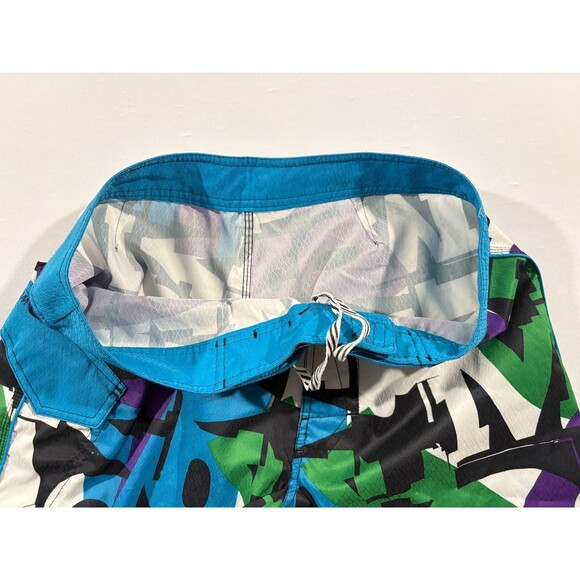 Volcom Board Shorts Men Blue Bright Graffiti Print Surf Skate Streetwear Sz 34 - Picture 6 of 10
